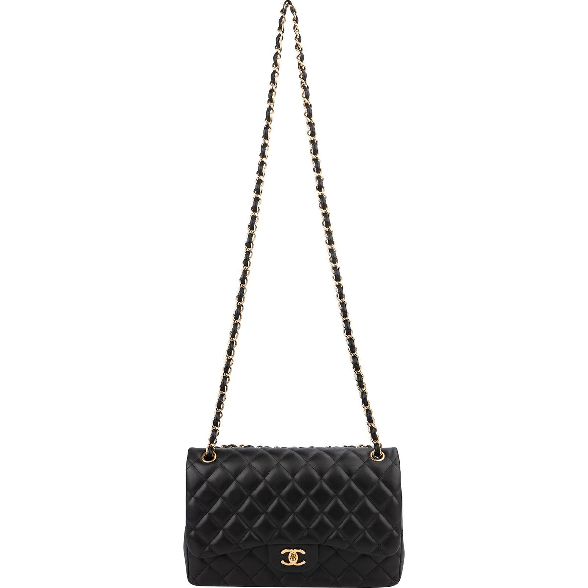 Chanel Quilted Lambskin Jumbo Double Flap Crossbody Bag