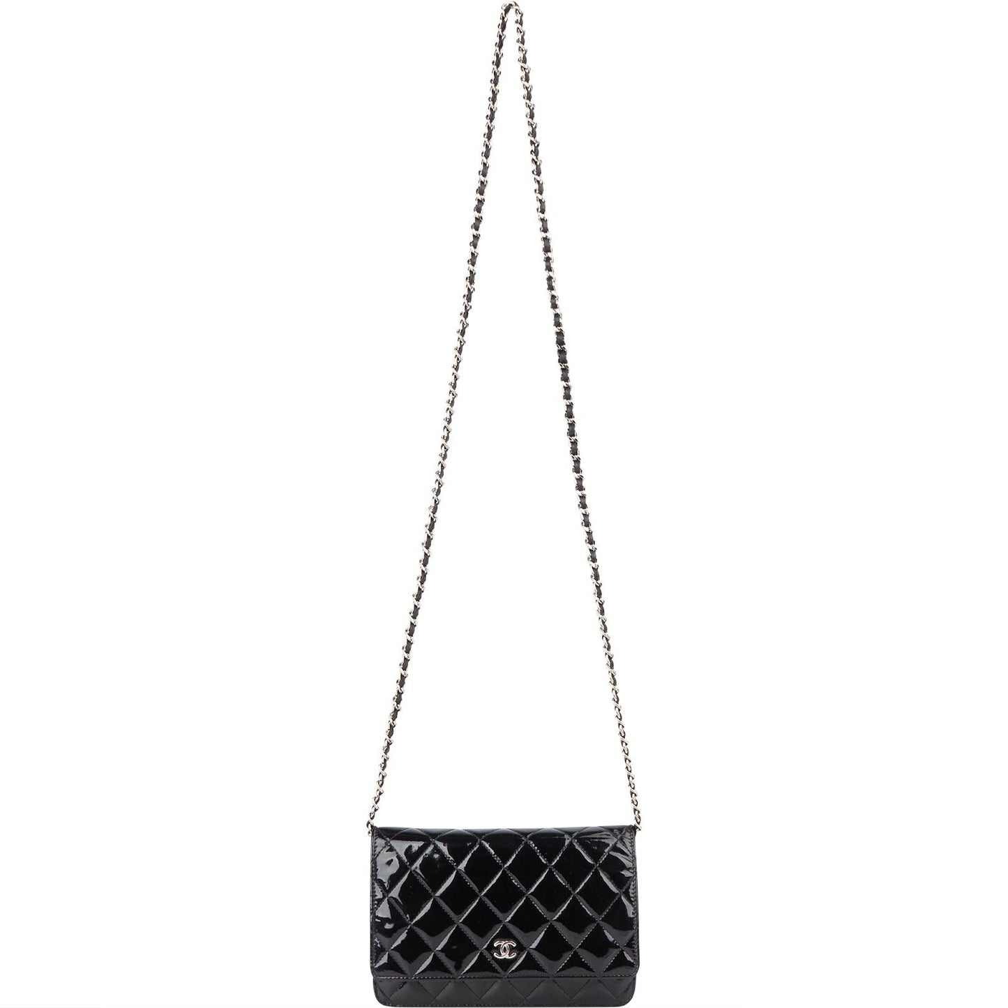 Chanel Quilted Patent Leather Wallet On Chain Crossbody Bag