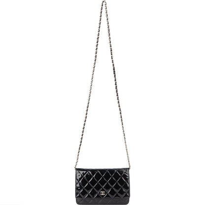 Chanel Quilted Patent Leather Wallet On Chain Crossbody Bag