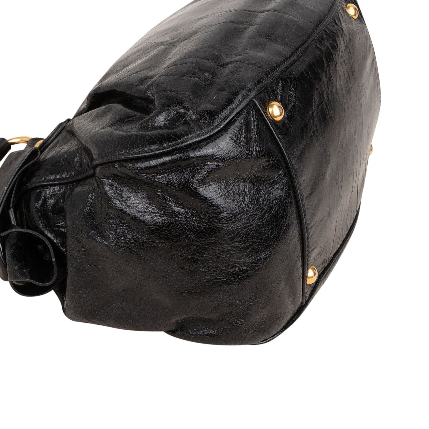 Miu Miu Vitello Shine Leather Bow Bauletto Handbag