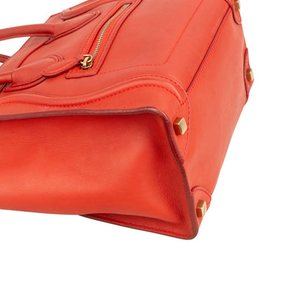 Céline Red Calf Leather Luggage Handbag