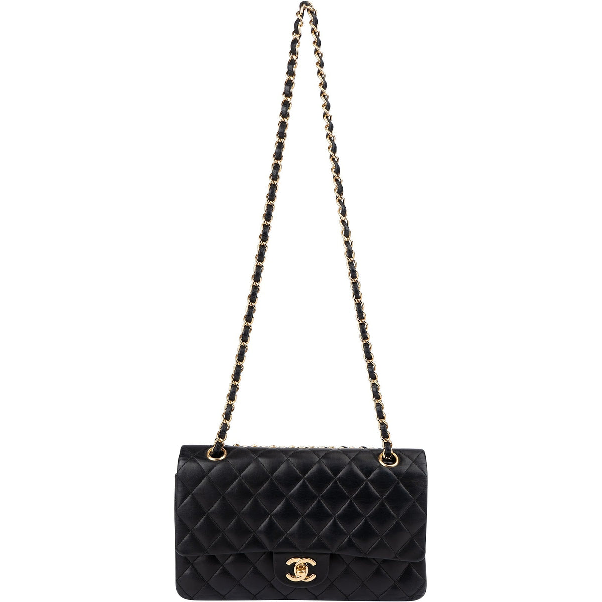 Chanel Quilted Lambskin CC Medium Double Flap Shoulder Bag