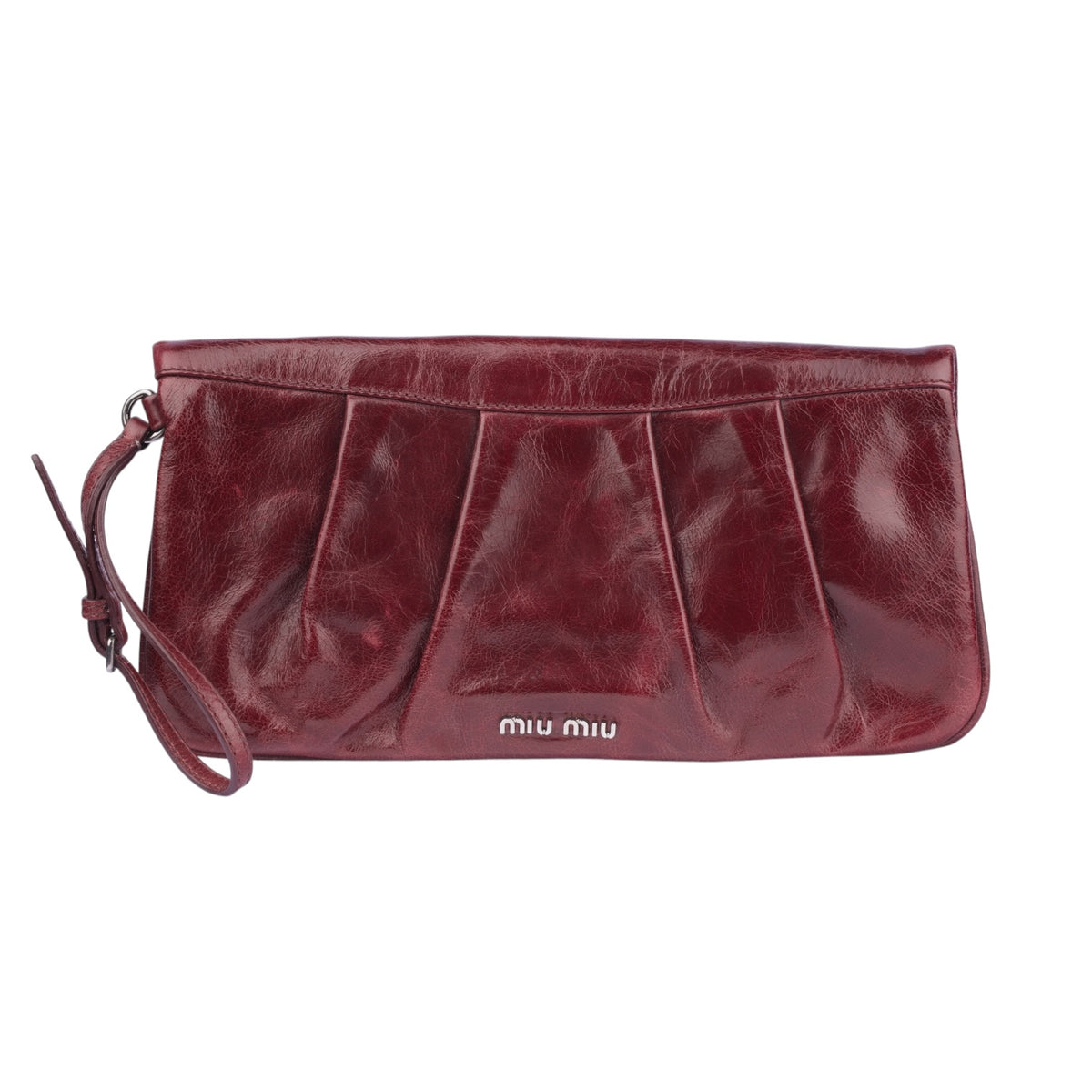 Miu Miu Bordeaux Leather Clutch Bag