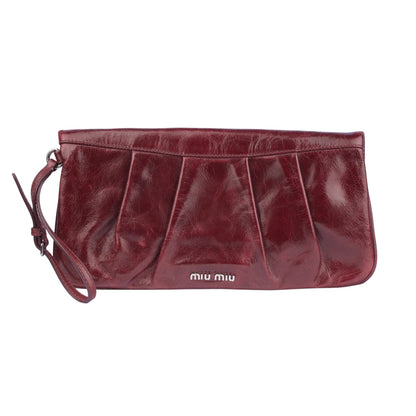 Miu Miu Bordeaux Leather Clutch Bag