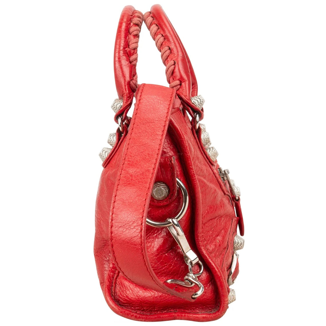 Balenciaga Red Leather Mini City Handbag