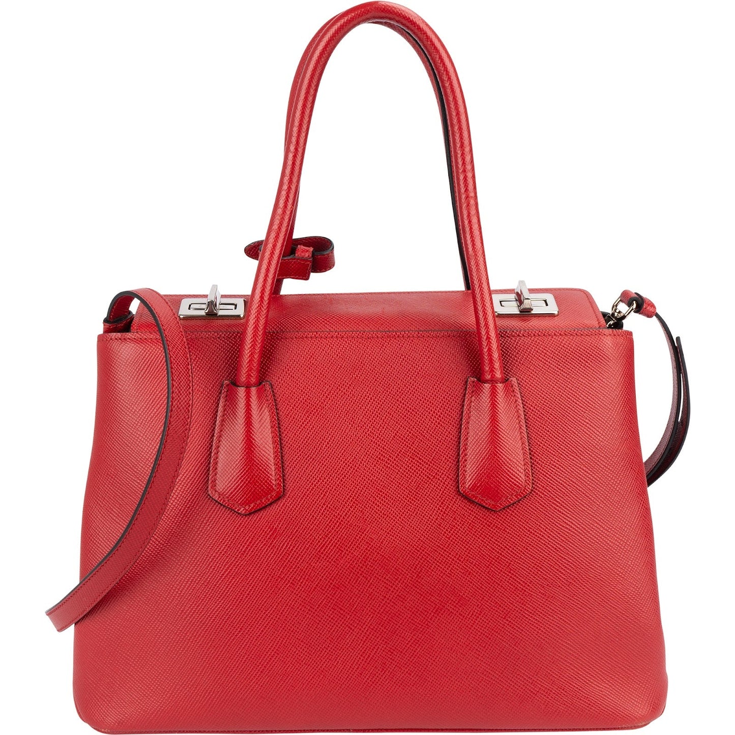 Prada Red Saffiano Leather Double Handbag
