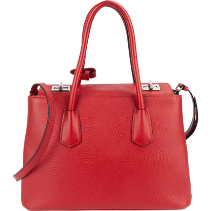 Prada Red Saffiano Leather Double Handbag