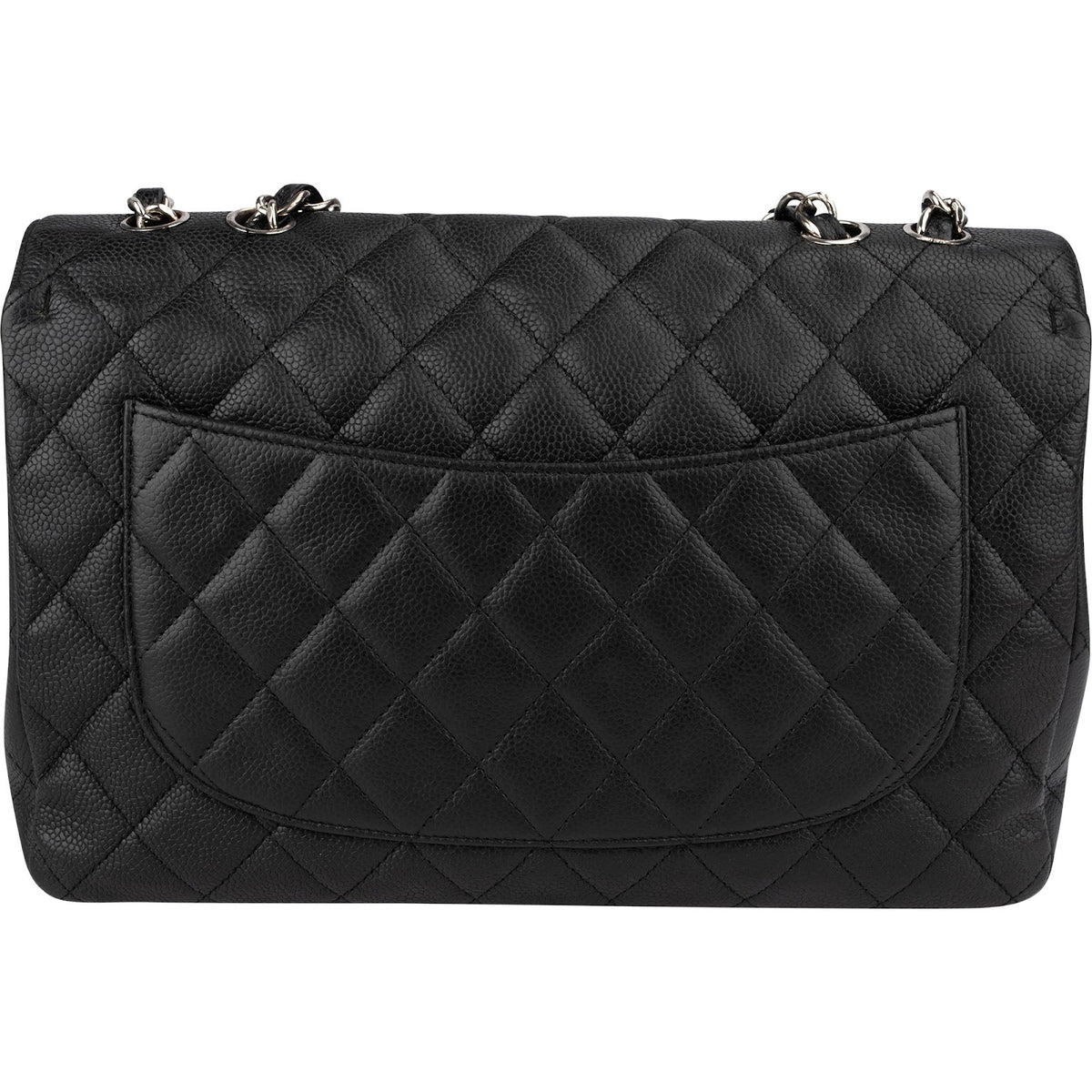 Chanel Quilted Caviar Leather Palladium Jumbo Single Flap Crossbody Bag