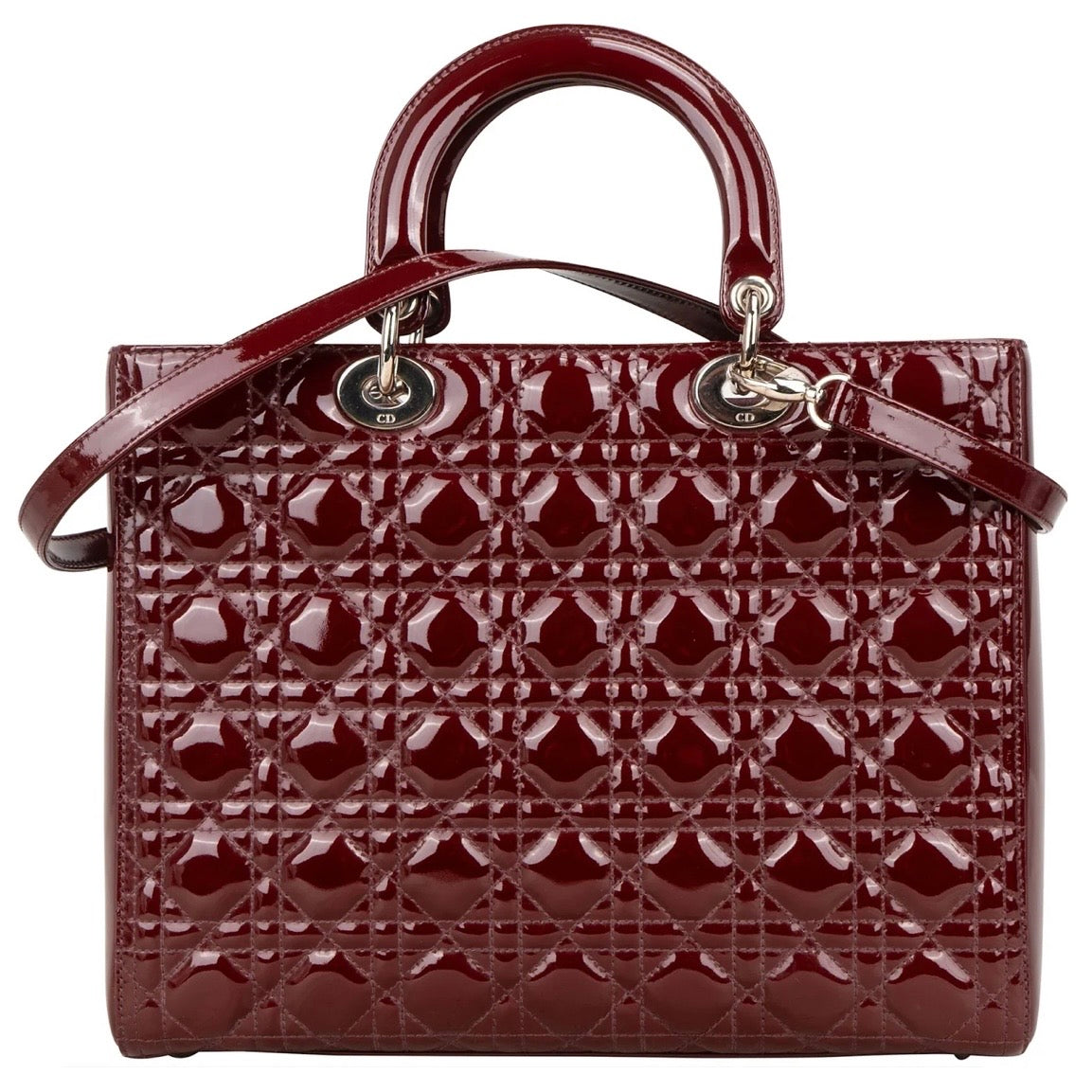 Christian Dior Quilted Patent Leather Lady Dior Handbag