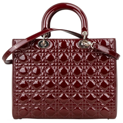 Christian Dior Quilted Patent Leather Lady Dior Handbag