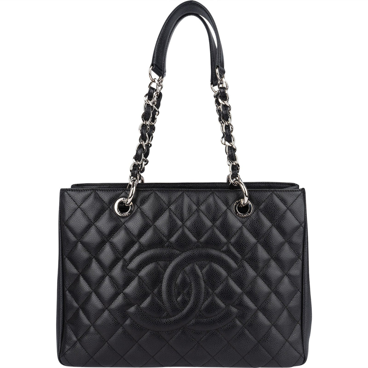 Chanel Quilted Caviar Leather Grand Shopping Tote Shoulder Bag
