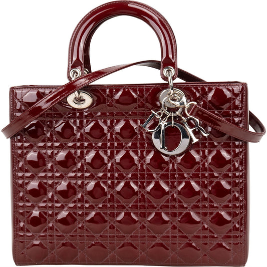 Christian Dior Quilted Patent Leather Lady Dior Handbag