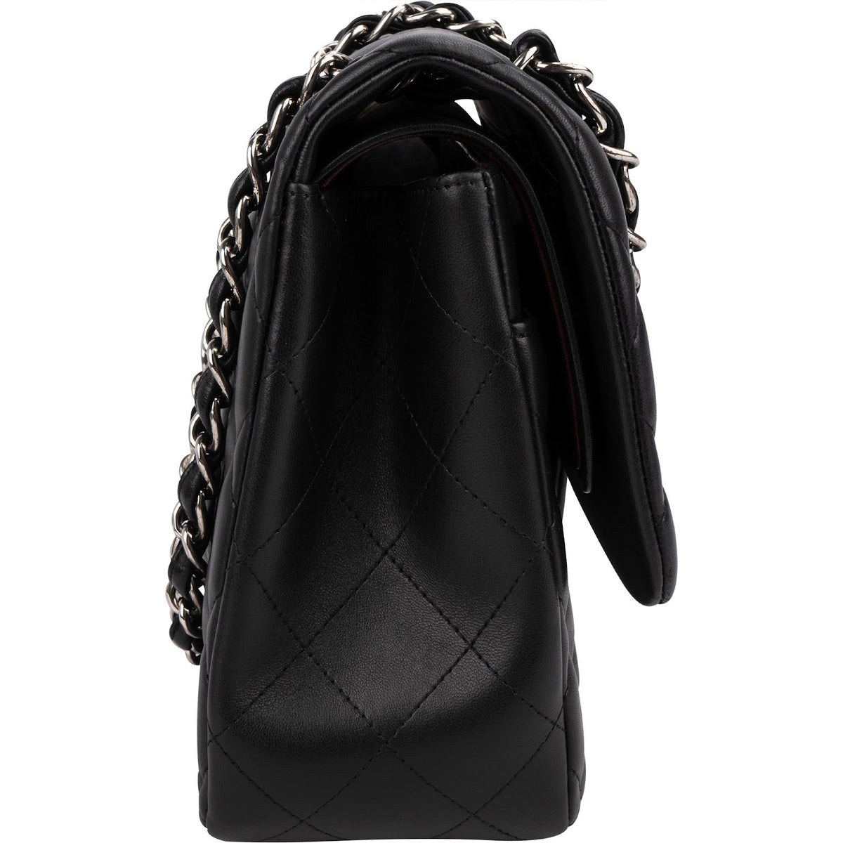 Chanel Quilted Lambskin Palladium Jumbo Double Flap Crossbody Bag