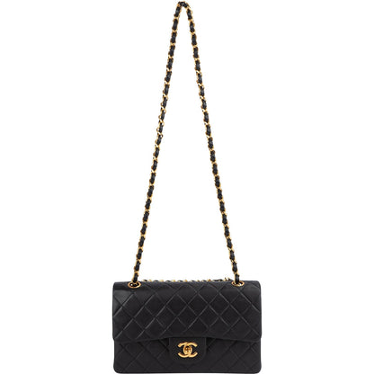 Chanel Quilted Lambskin 24K Gold Small Double Flap Shoulder Bag