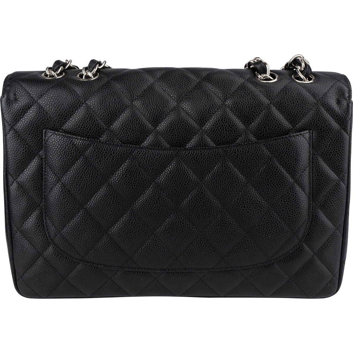 Chanel Quilted Caviar Leather Palladium Jumbo Singe Flap Crossbody Bag