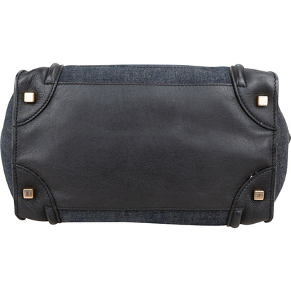 Céline Denim & Leather Luggage Tote Handbag