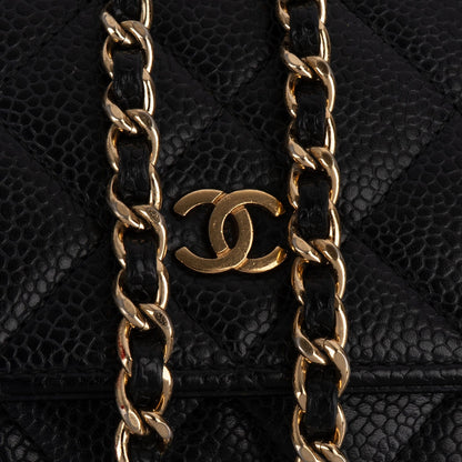 Chanel Quilted Caviar Leather Wallet On Chain Crossbody Bag