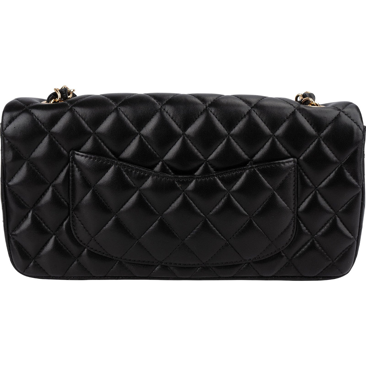 Chanel Quilted Lambskin East West Single Flap Shoulder Bag
