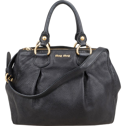 Miu Miu Vitello Daino Leather Tote Hobo Handbag