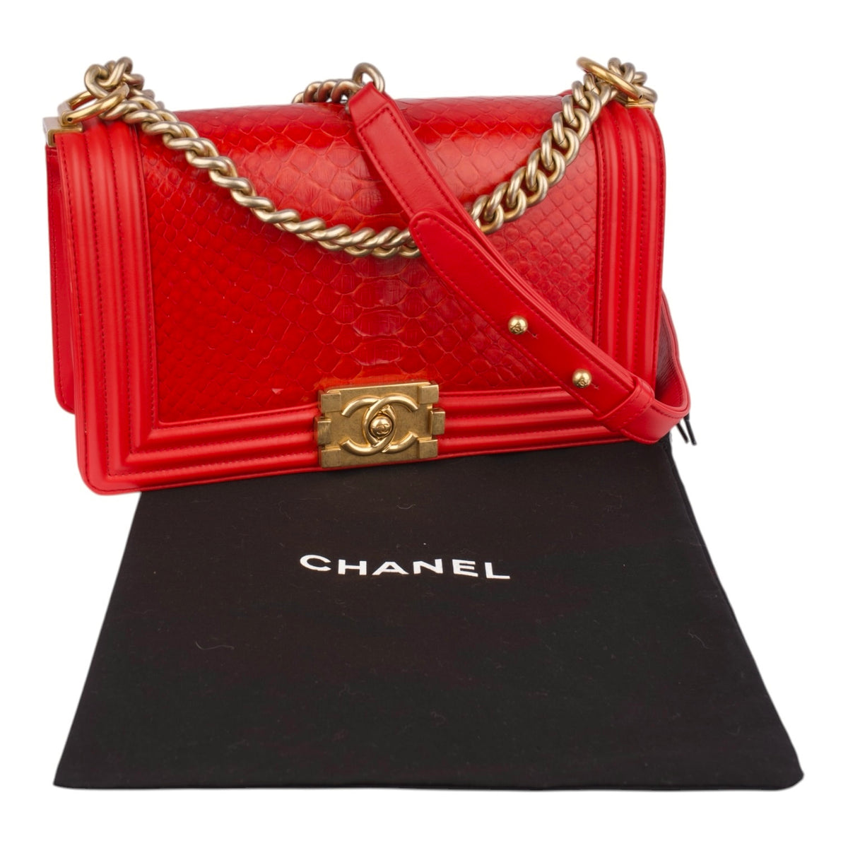 Chanel Boy Red Phyton Leather Limited Edition Bag