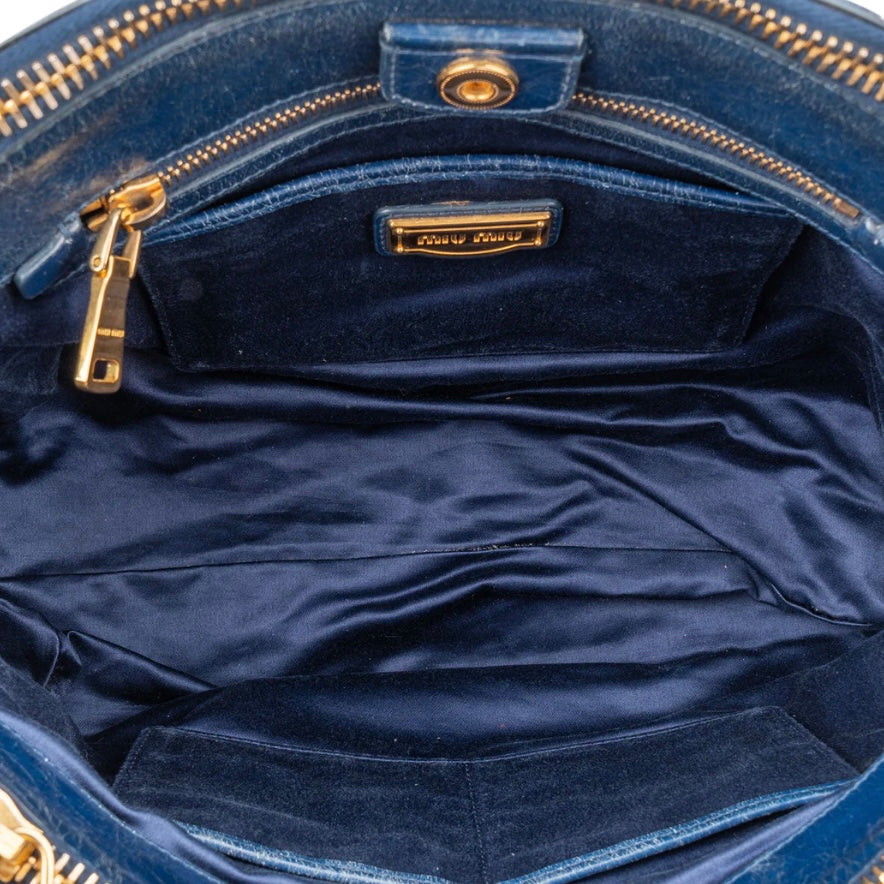 Miu Miu Blue Leather City Handbag
