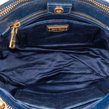 Miu Miu Blue Leather City Handbag