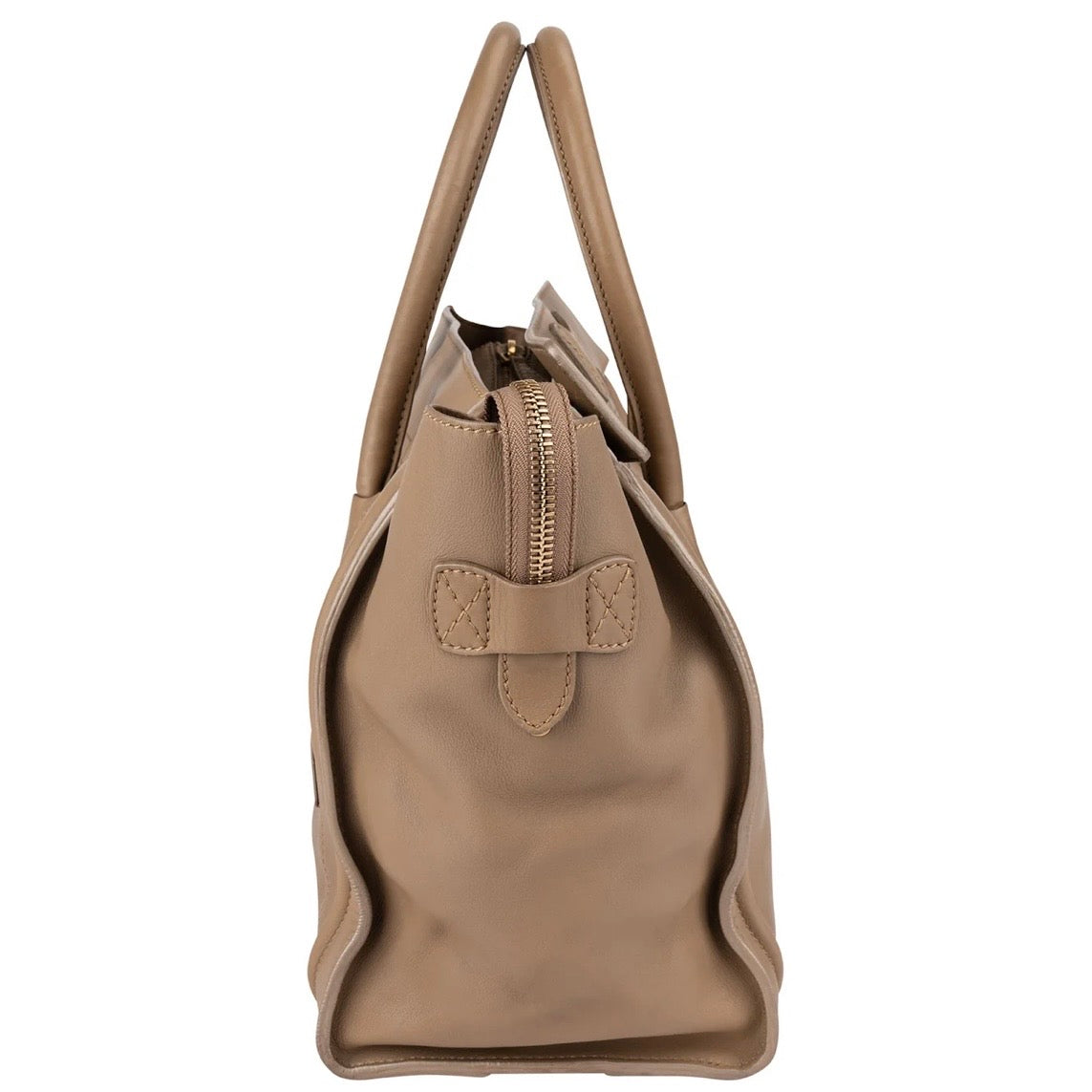 Céline Brown Calfskin Leather Luggage Handbag