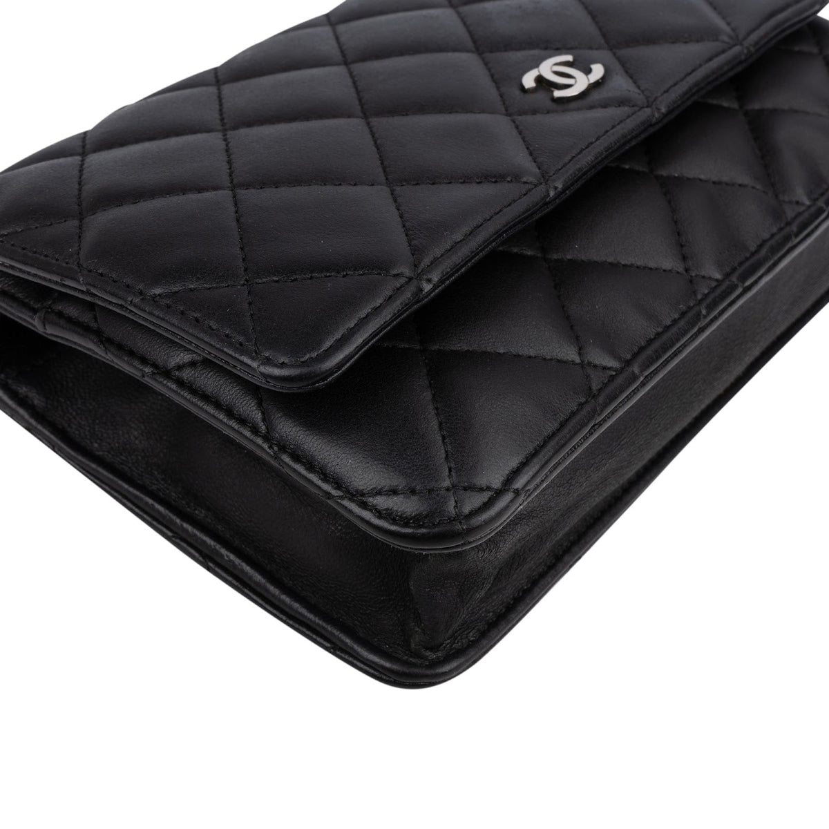 Chanel Quilted Lambskin Palladium Wallet On Chain Crossbody Bag