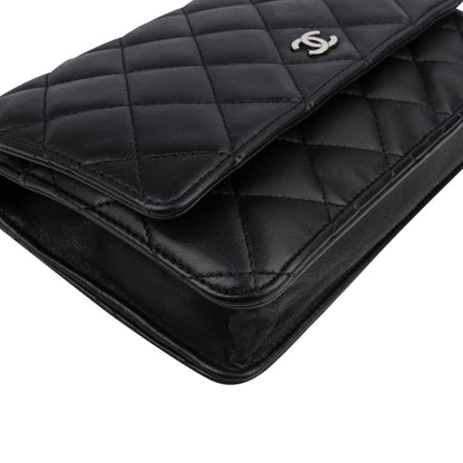 Chanel Quilted Lambskin Palladium Wallet On Chain Crossbody Bag