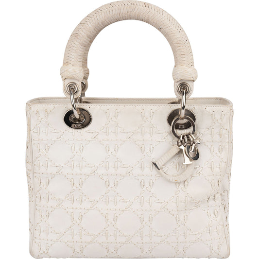 Christian Dior Woven Leather Lady Dior Handbag