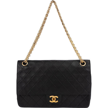 Chanel Quilted Lambskin 24K Gold Double Flap Shoulder Bag
