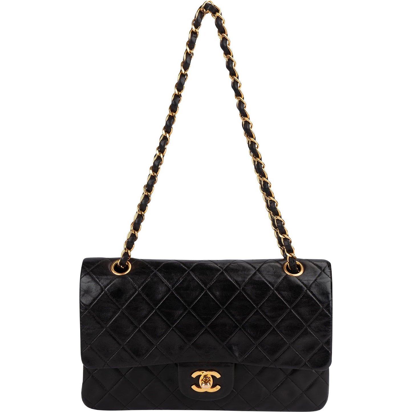 Chanel Quilted Lambskin 24K Gold Medium Double Flap Shoulder Bag