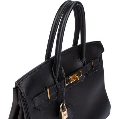Hermès Noir Swift Leather Birkin 30 Handbag