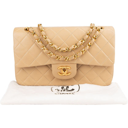 Chanel Quilted Lambskin 24K Gold Small Double Flap Shoulder Bag