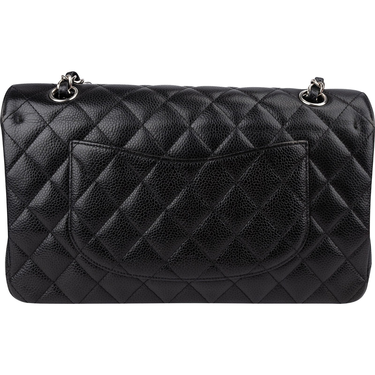 Chanel Quilted Caviar Leather Palladium Medium Double Flap Shoulder Bag