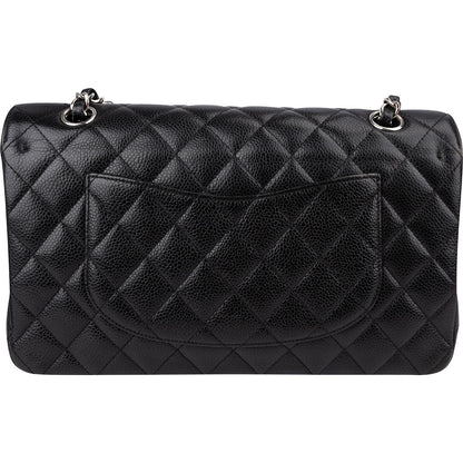 Chanel Quilted Caviar Leather Palladium Medium Double Flap Shoulder Bag