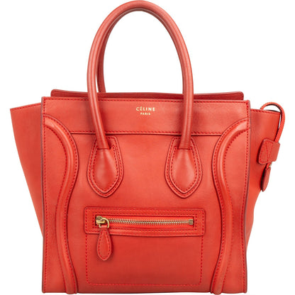 Céline Red Calf Leather Luggage Handbag