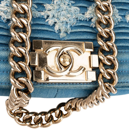 Chanel Distressed Denim Medium Boy Single Flap Crossbody Bag