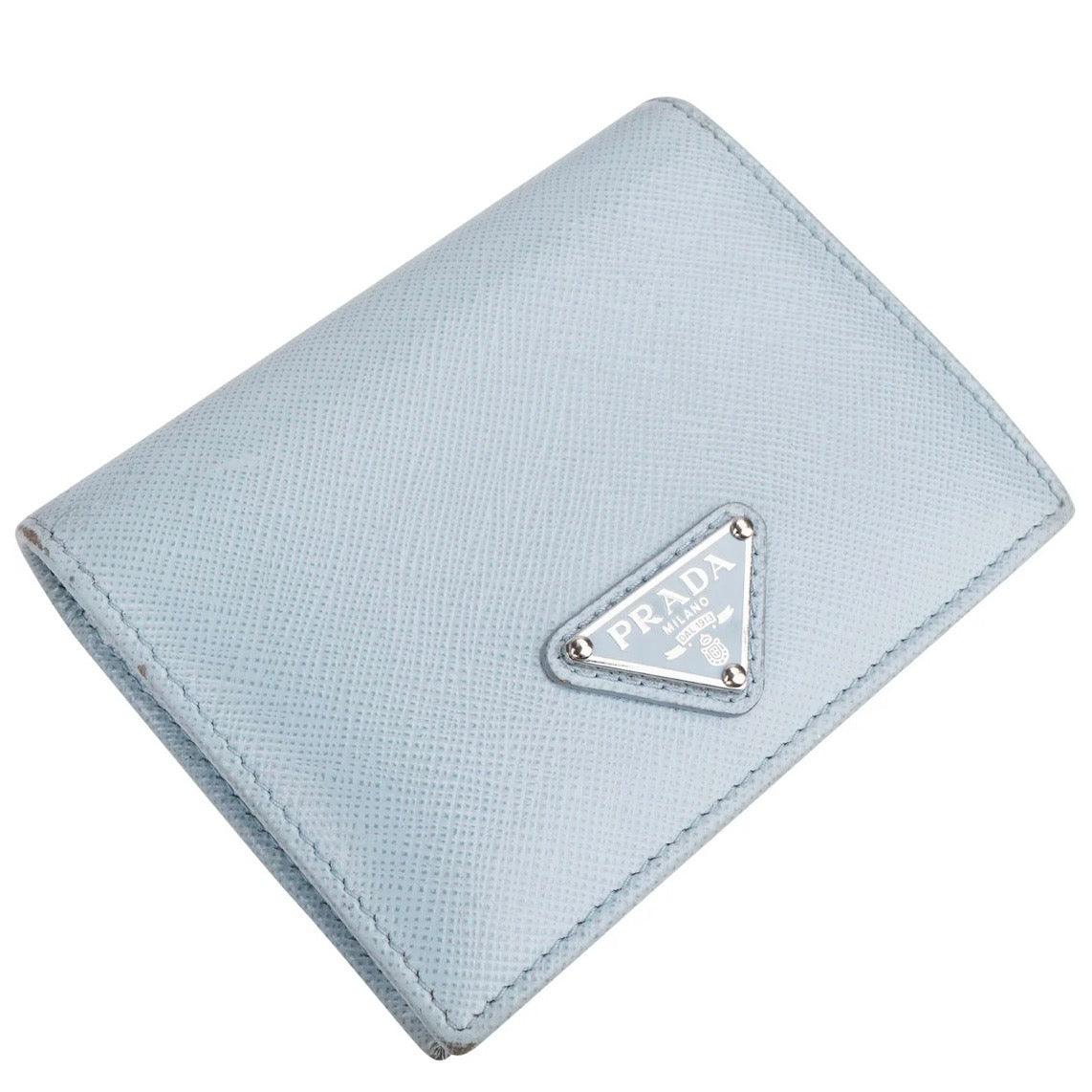 Prada Saffiano Leather Triangle Small Bifold Wallet