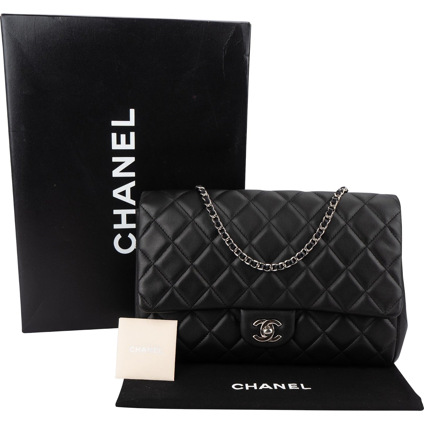 Chanel Quilted Lambskin Palladium Single Flap Shoulder Bag