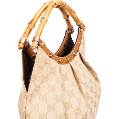 Gucci Monogram GG Canvas Bamboo Handle Handbag