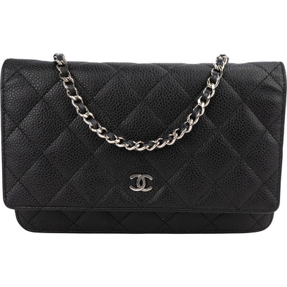 Chanel Quilted Caviar Leather Wallet on Chain Crossbody Bag