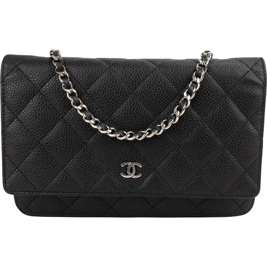Chanel Quilted Caviar Leather Wallet on Chain Crossbody Bag