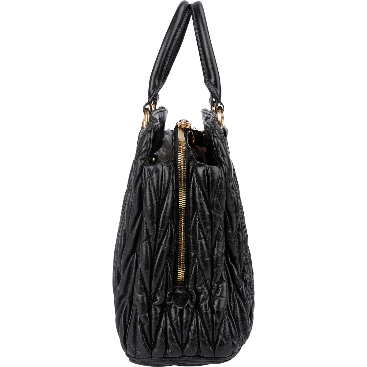 Miu Miu Black Matelassé Nappa Leather Top-Handle Handbag