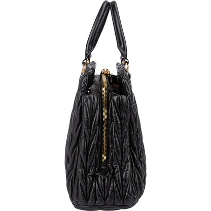 Miu Miu Black Matelassé Nappa Leather Top-Handle Handbag