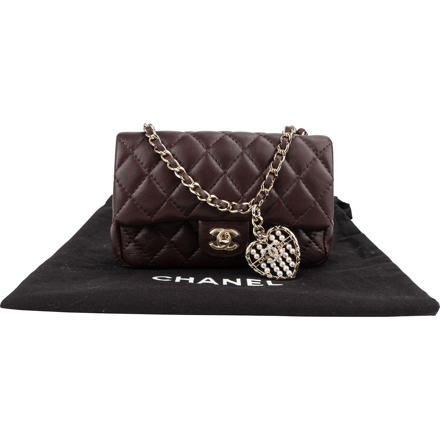Chanel Quilted Lambskin Extra Mini Miniatur Double Flap Pendant Bag