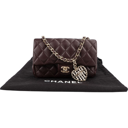 Chanel Quilted Lambskin Extra Mini Miniatur Double Flap Pendant Bag