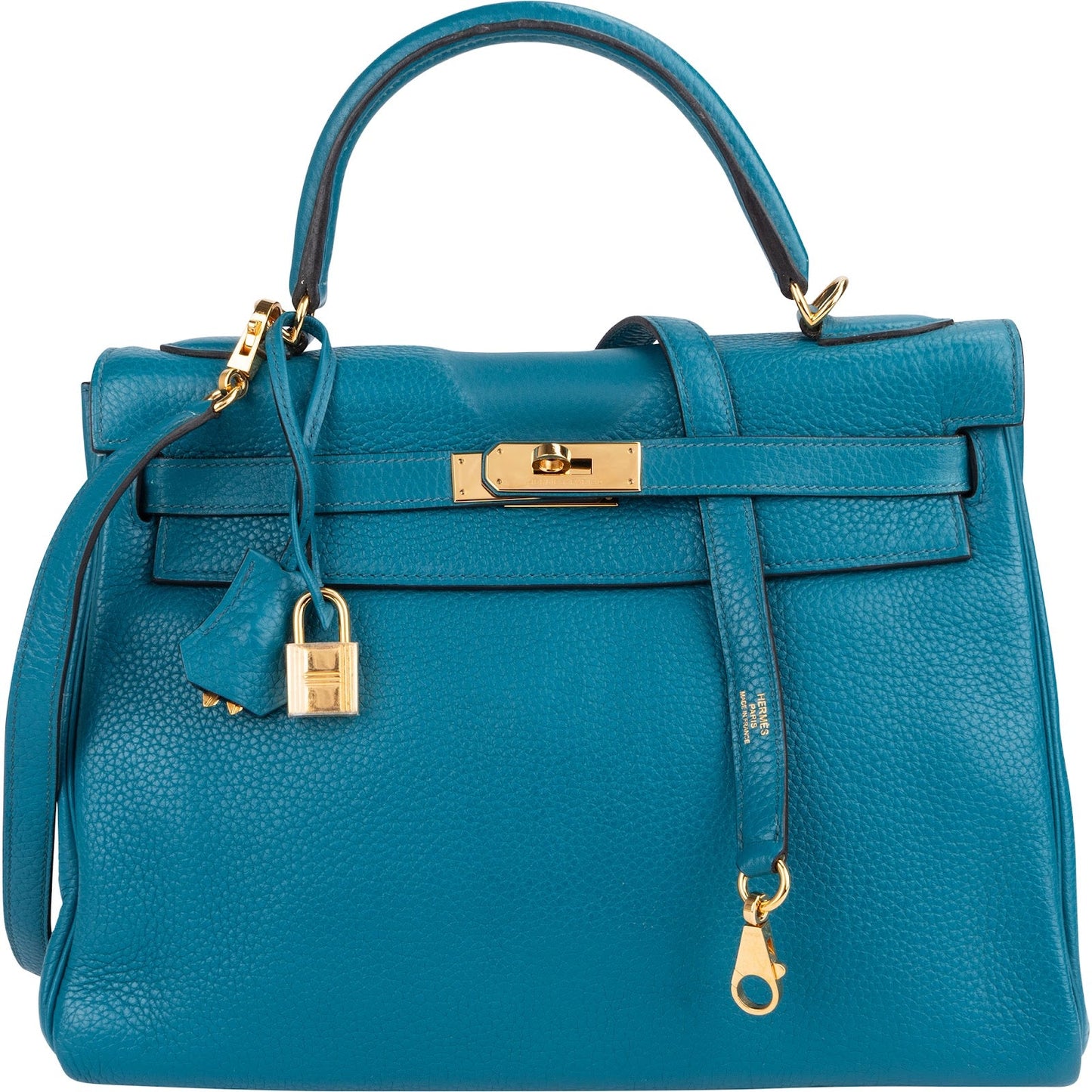 Hermès Bleu Izmir Clemence Leather Kelly 32 Handbag