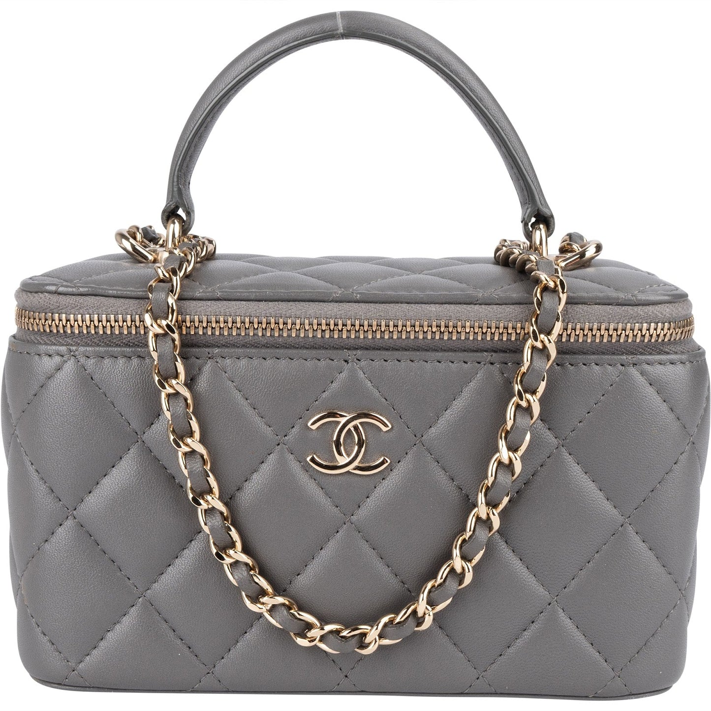 Chanel Quilted Lambskin Top Handle Vanity Case Crossbody Bag