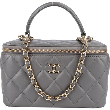 Chanel Quilted Lambskin Top Handle Vanity Case Crossbody Bag